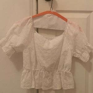 White flowery spring blouse